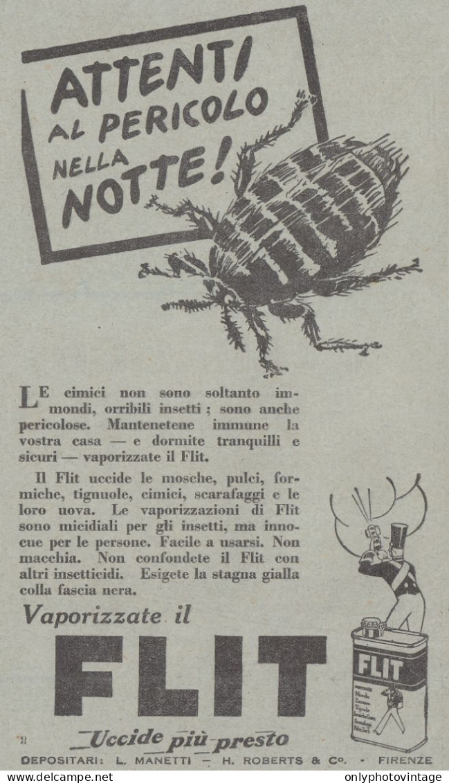 Insetticida FLIT - 1931 Pubblicità Epoca - Vintage Advertising - Reclame