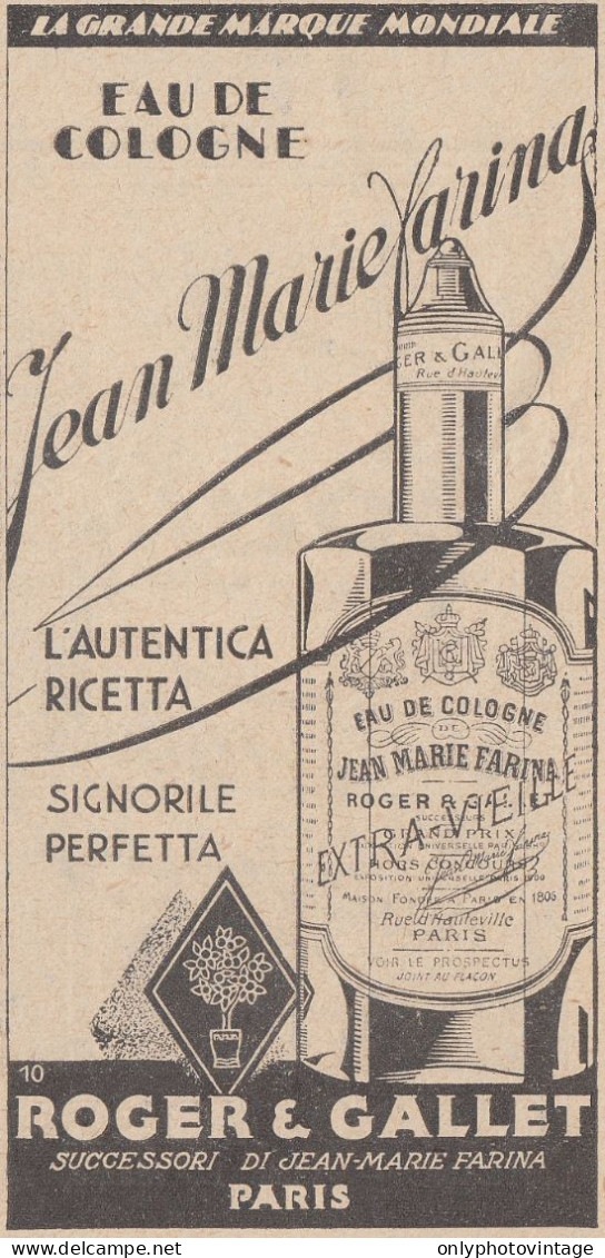 Eau De Cologne Jean Marie Farina - 1931 Pubblicità - Vintage Advertising - Publicidad