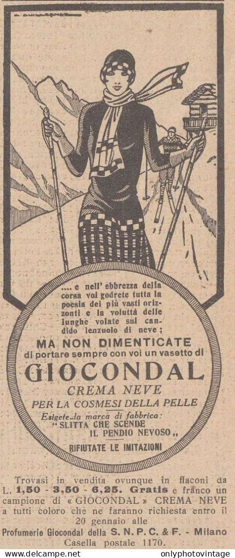 GIOCONDAL Crema Neve - 1931 Pubblicità Epoca - Vintage Advertising - Publicidad