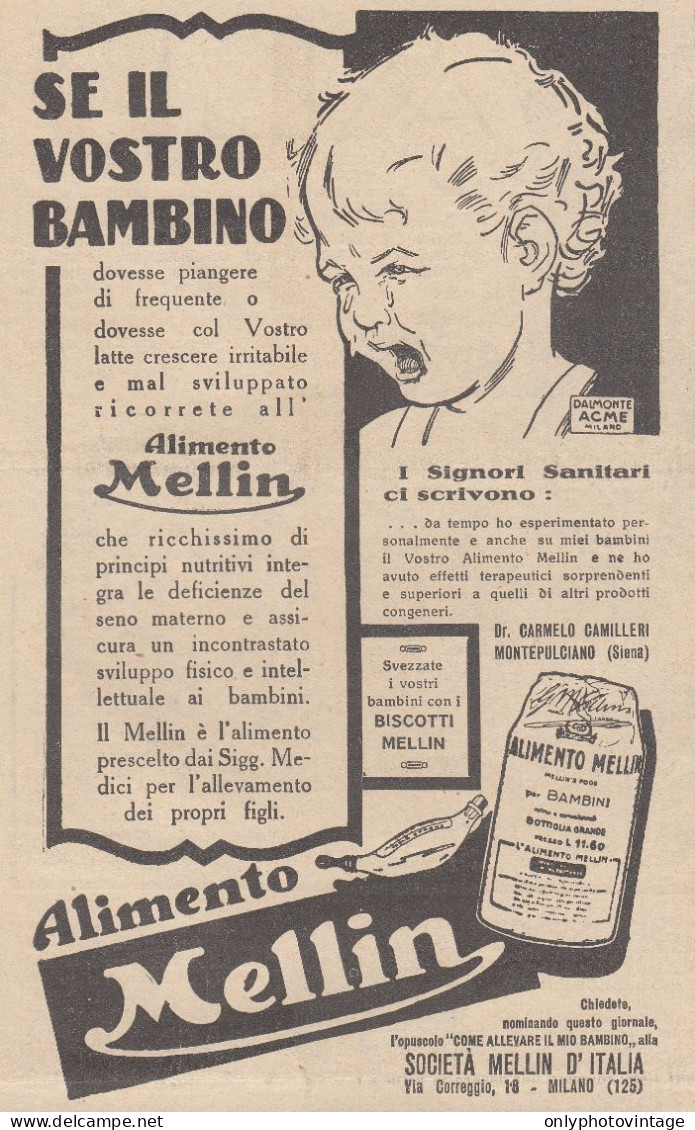 Alimento MELLIN - Se Il Vostro Bambino... - 1931 Pubblicità - Vintage Ad - Publicidad