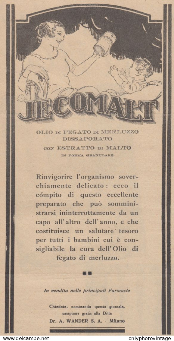 Olio Di Fegato Di Merluzzo JECOMALT - 1931 Pubblicità Epoca - Vintage Ad - Publicidad