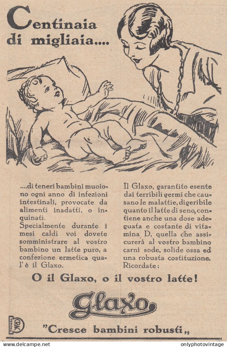 Alimento Di Latte Puro GLAXO - 1931 Pubblicità Epoca - Vintage Advertising - Werbung