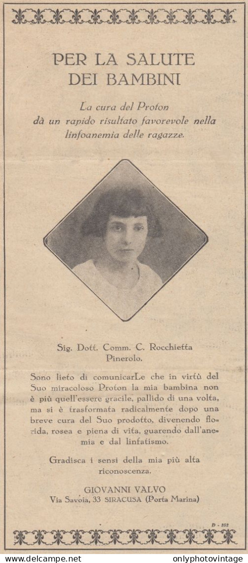 PROTON - Figlia Di Giovanni Valvo - Siracusa - 1930 Pubblicità Epoca - Publicidad