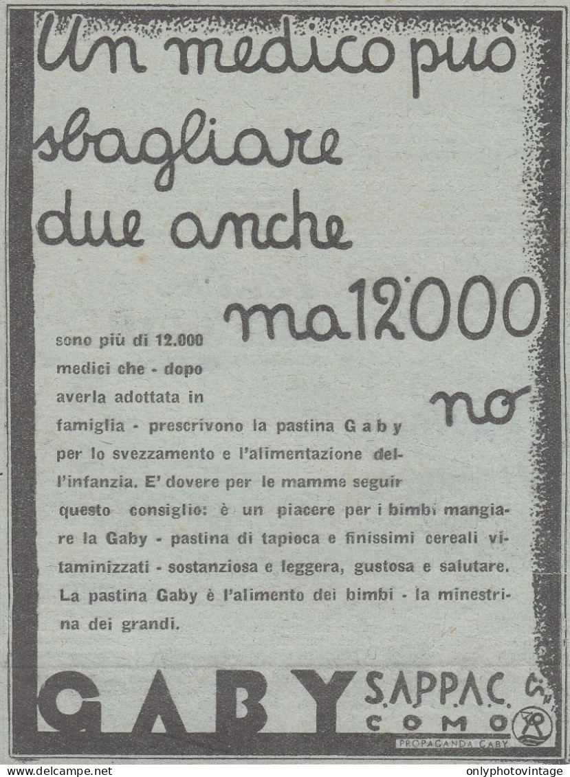 Pastina - GABY - 1930 Pubblicità Epoca - Vintage Advertising - Reclame