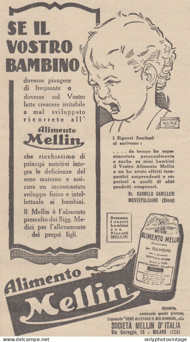 Alimento MELLIN - 1930 Pubblicità Epoca - Vintage Advertising - Werbung