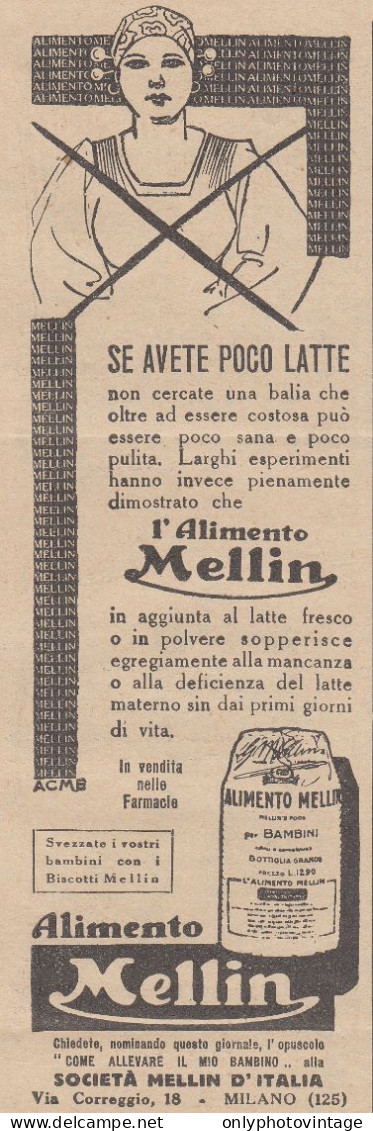 Alimento MELLIN - 1930 Pubblicità Epoca - Vintage Advertising - Reclame
