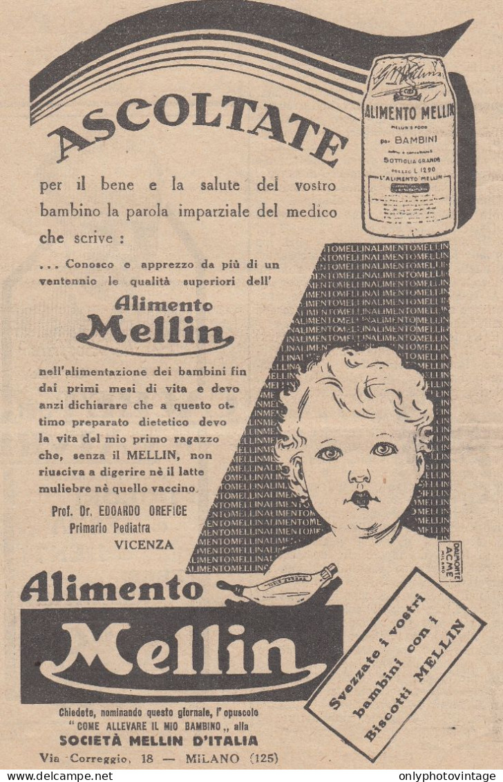 Alimento MELLIN - 1930 Pubblicità Epoca - Vintage Advertising - Reclame