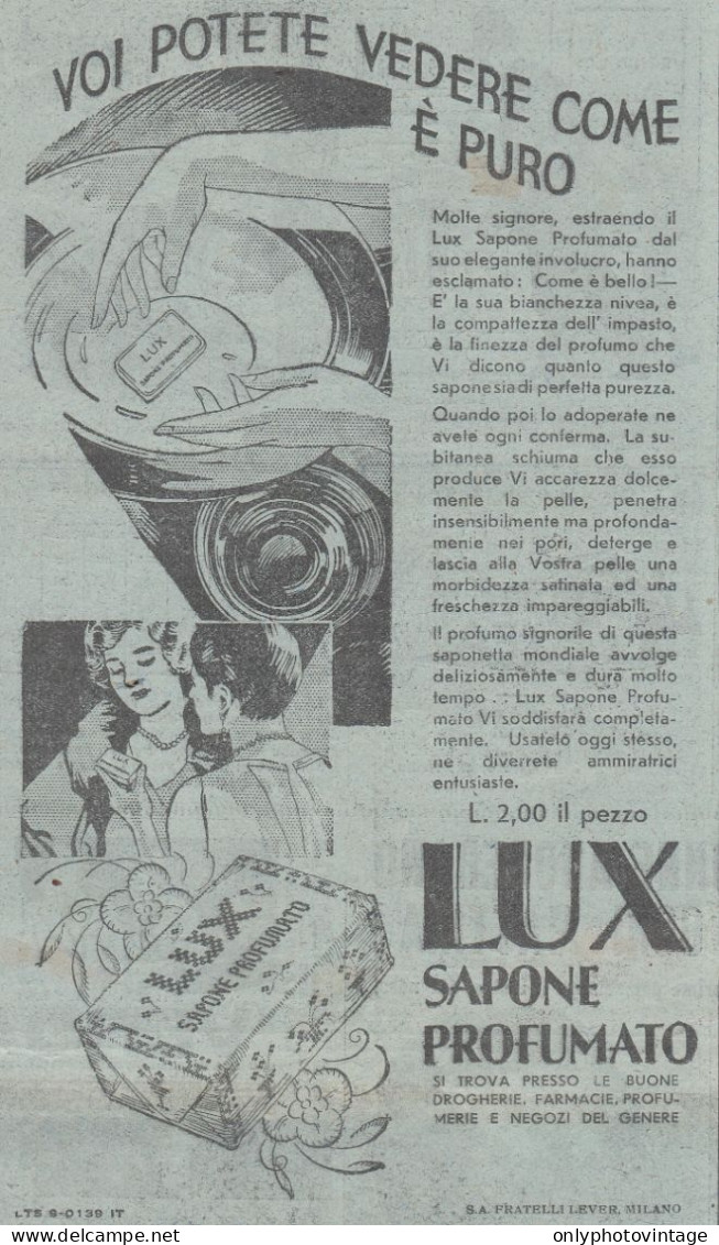 Sapone Profumato LUX - 1930 Pubblicità Epoca - Vintage Advertising - Werbung