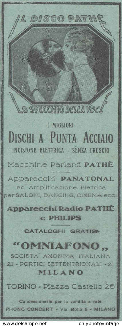Omniafono - Il Disco Pathé - 1930 Pubblicità Epoca - Vintage Advertising - Werbung