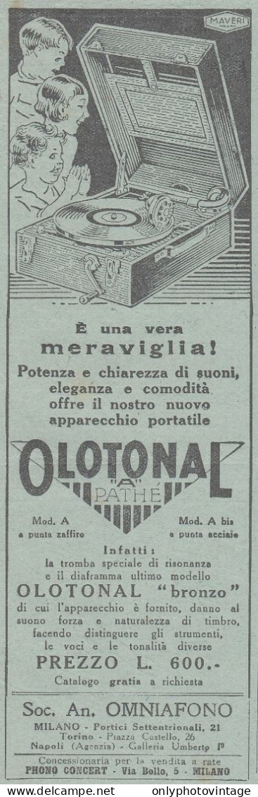 Omniafono - OLOTONAL - 1930 Pubblicità Epoca - Vintage Advertising - Advertising