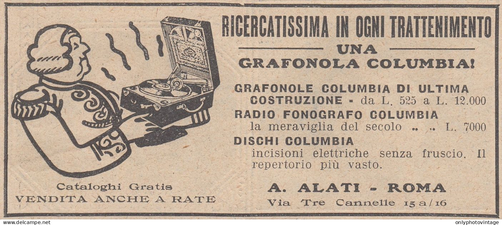 Grafonola COLUMBIA - 1930 Pubblicità Epoca - Vintage Advertising - Publicités