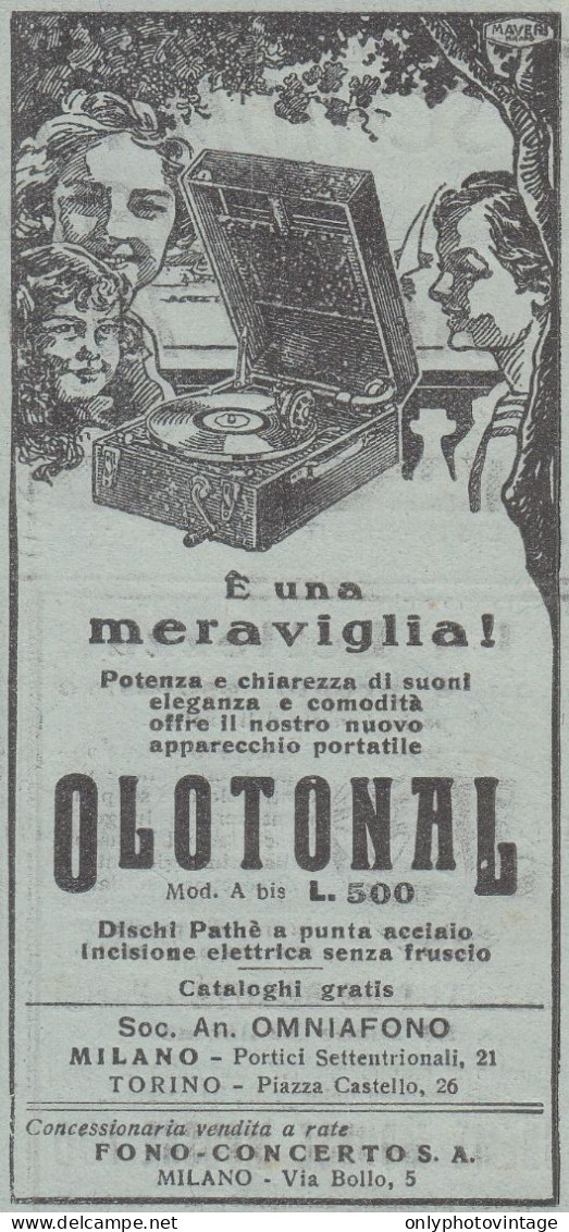 Omniafono - OLOTONAL - 1930 Pubblicità Epoca - Vintage Advertising - Reclame