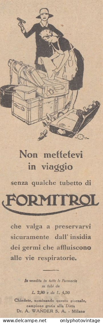 Non Mettetevi In Viaggio Senza FORMITROL - 1930 Pubblicità - Vintage Ad - Werbung