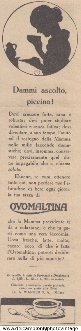 OVOMALTINA - Dammi Ascolto Piccina - 1930 Pubblicità - Vintage Advertising - Reclame