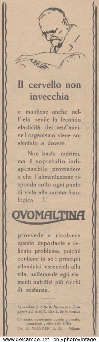 OVOMALTINA - Il Cervello Non Invecchia - 1930 Pubblicità - Vintage Ad - Advertising