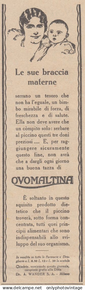 OVOMALTINA Figura Bimbo Con Mamma - 1930 Pubblicità - Vintage Advertising - Reclame