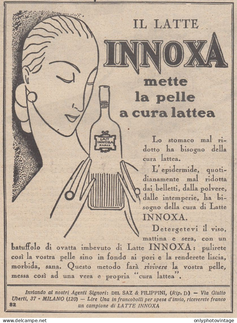 Latte INNOXA Mette La Pelle A Cura Lattea - 1930 Pubblicità - Vintage Ad - Reclame