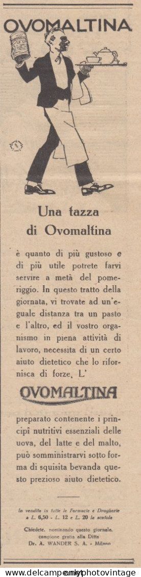 OVOMALTINA - Figura Cameriere - 1930 Pubblicità - Vintage Advertising - Werbung