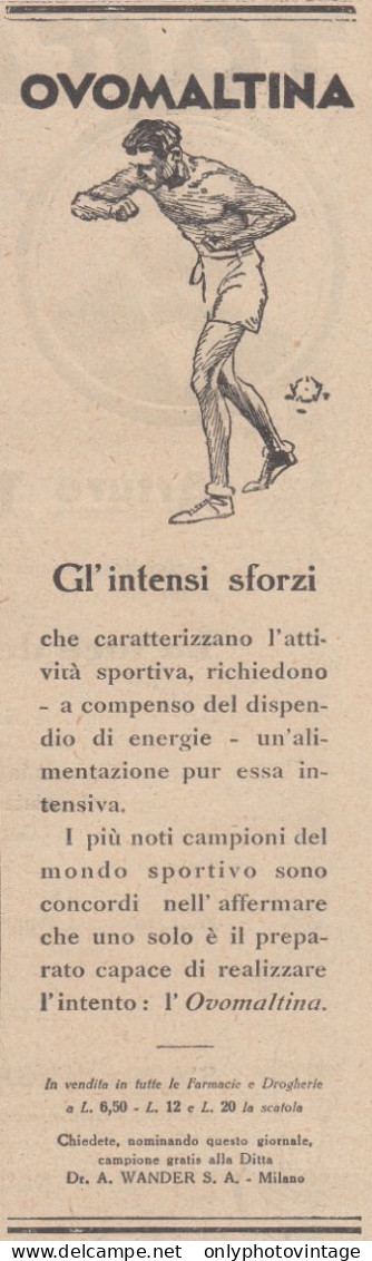 OVOMALTINA - Figura Maratoneta - 1930 Pubblicità - Vintage Advertising - Publicités