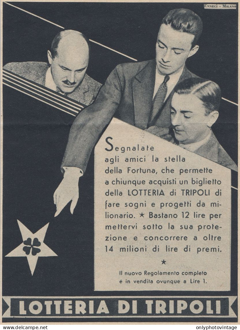 Lotteria Di TRIPOLI - 1934 Pubblicità Epoca - Vintage Advertising - Reclame