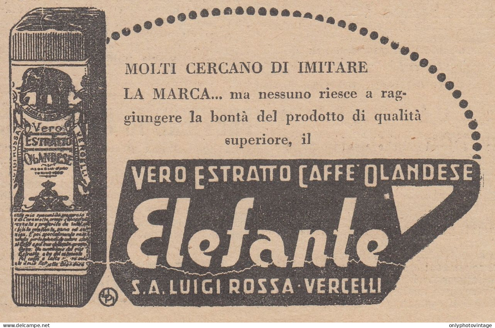 ELEFANTE Vero Estratto Caffé Olandese - 1932 Pubblicità - Vintage Ad - Reclame