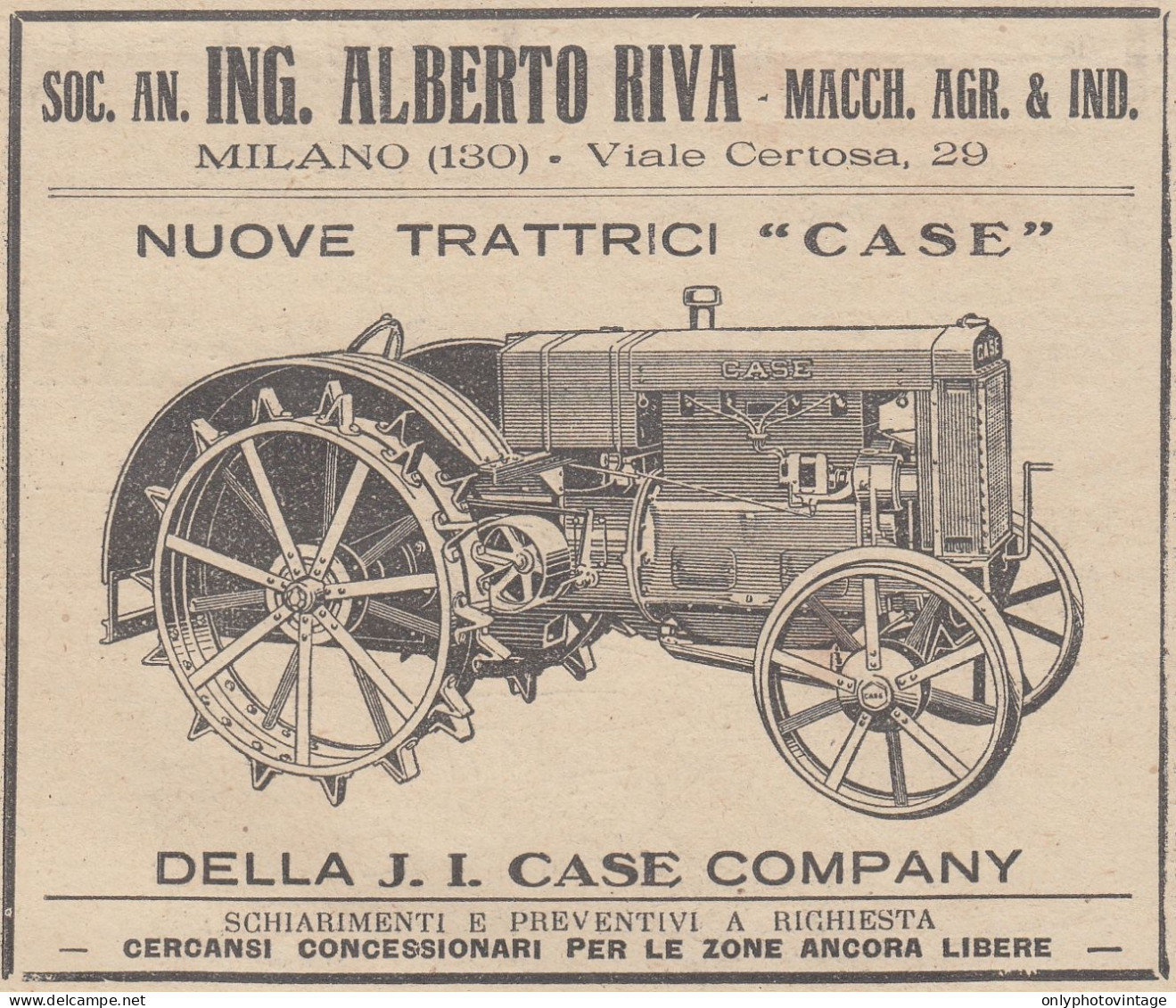 Ing. Alberto Riva - Nuove Trattrici CASE - 1930 Pubblicità - Vintage Ad - Werbung