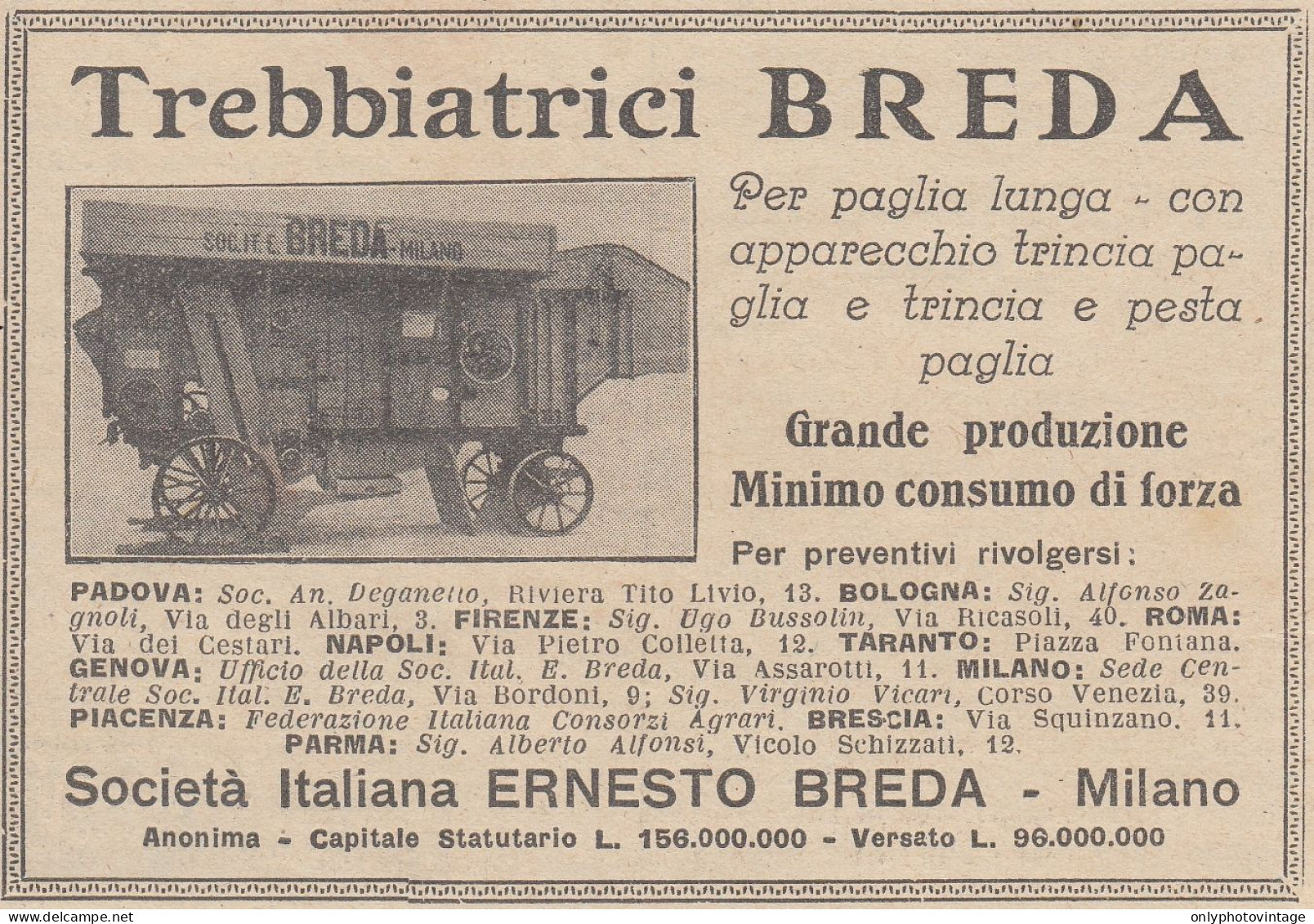 Trebbiatrici BREDA - 1930 Pubblicità Epoca - Vintage Advertising - Publicités