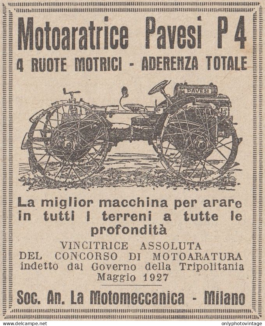 Motoaratrice Pavesi P 4 - 1927 Pubblicità Epoca - Vintage Advertising - Reclame