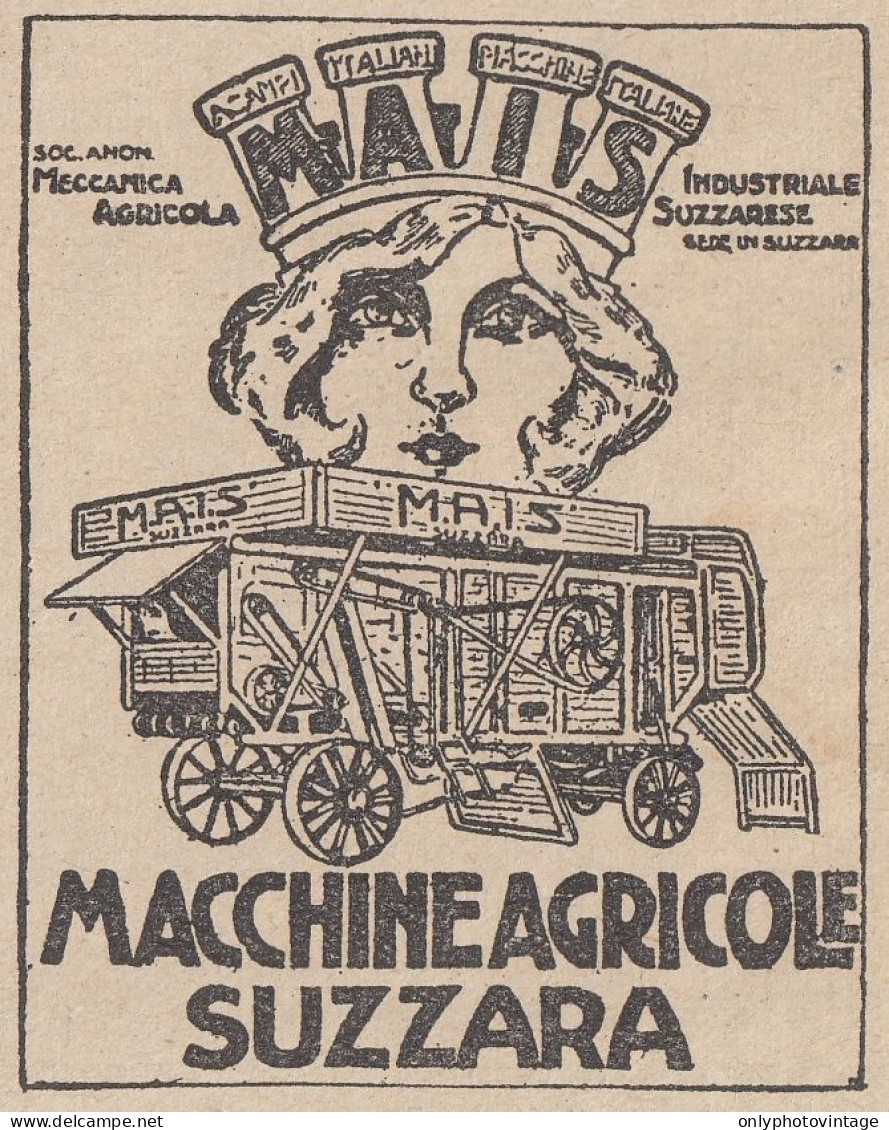 Macchine Agricole SUZZARA - 1927 Pubblicità Epoca - Vintage Advertising - Publicités