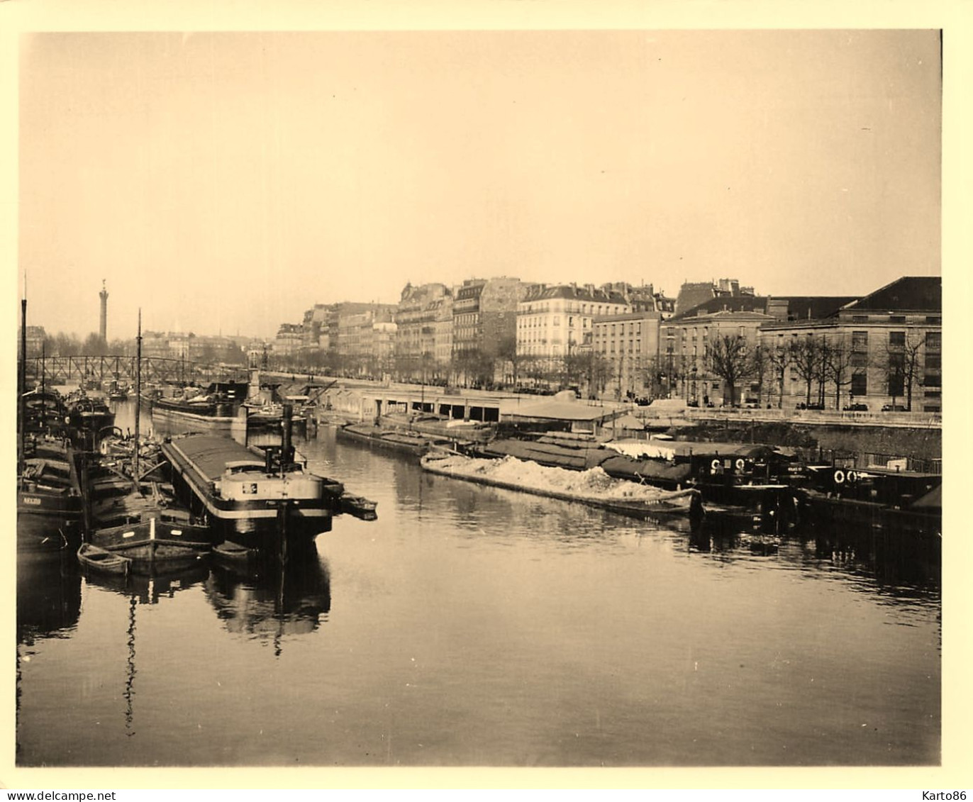 Paris * Quais Et Péniches Batellerie * Thème Barge Chaland Péniche * Photo Ancienne Format 13x10.2cm - Other & Unclassified