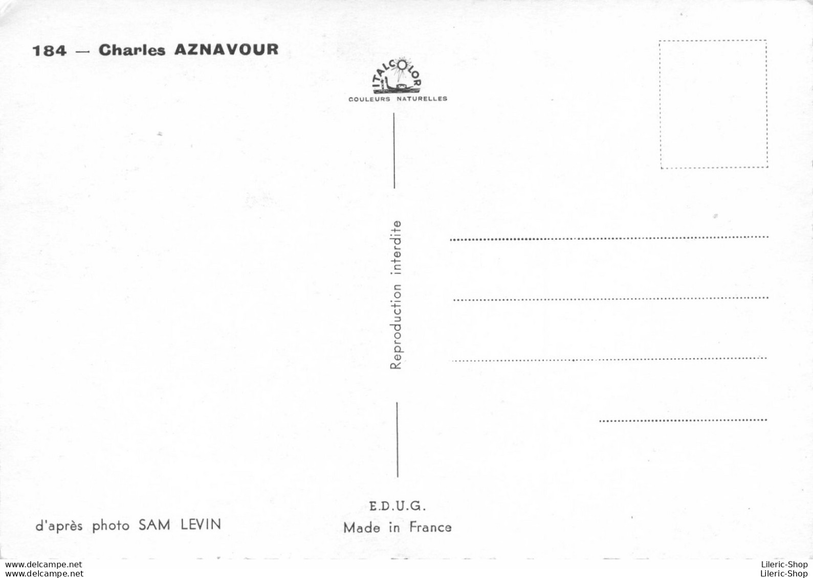 CPSM CHARLES AZNAVOUR  Շառլ Ազնավուր - Auteur-compositeur-interprète, Diplomate, Acteur, écrivain  ± 1960 ♥♥♥ - Cantantes Y Músicos