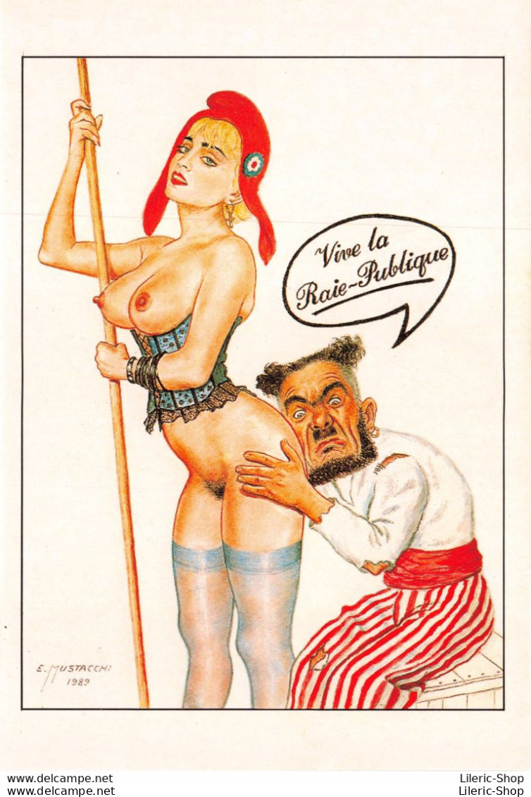 Illustrateur MUSTACCHI E. Humour -  Mustacchi  Joue Sur Les Fesses De MADONNA Nue, En Marianne  ♥♥♥ - Satirical