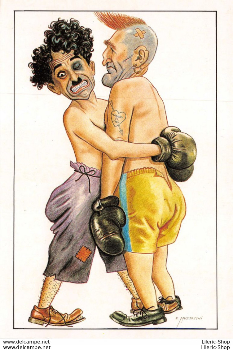 Illustrateur MUSTACCHI E. Humour - Caricature De Charlie Chaplin Dit CHARLOT Combat De Boxe   ♥♥♥ - Artistes