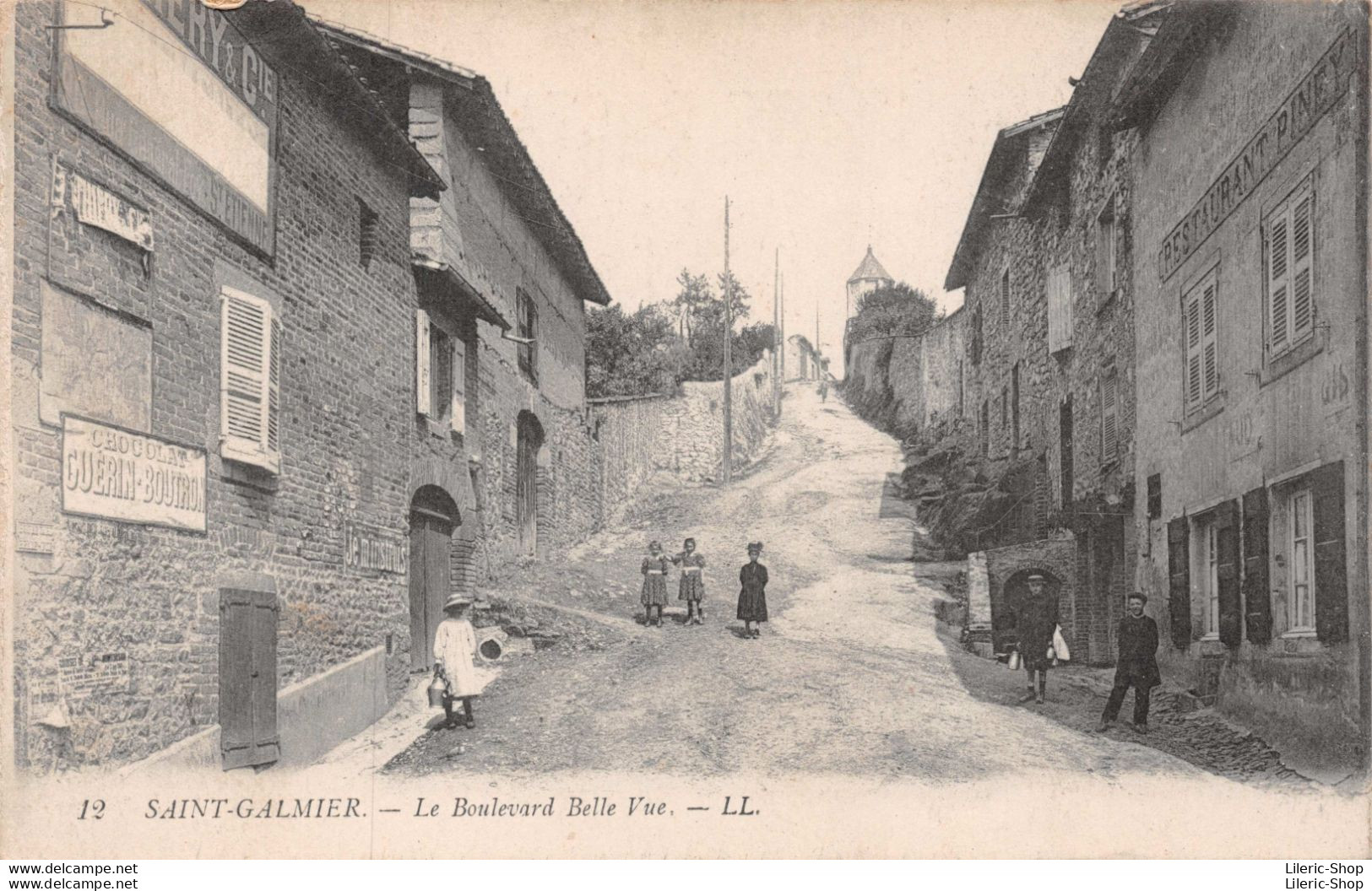 [42] SAINT-GALMIER. Le Boulevard Belle Vue. - RESTAURANT PINEY CPA ± 1910 ♦♦♦ - Autres & Non Classés