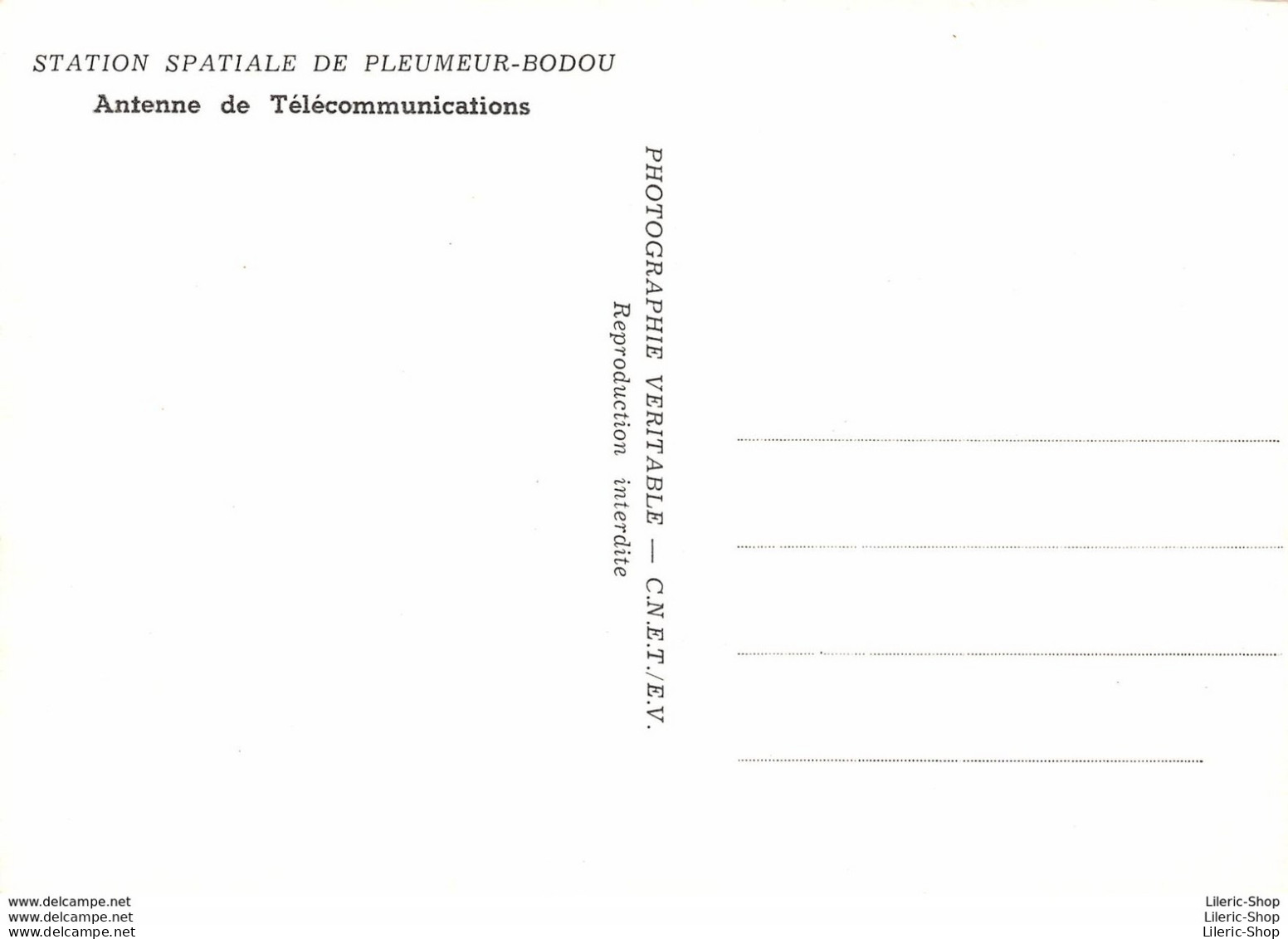 [22] PLEUMEUR-BODOU -STATION SPATIALE - ANTENNE DE TÉLÉCOMMUNICATIONS-PHOT C.N.E.T./E.V. Cpsm ± 1970 - Pleumeur-Bodou