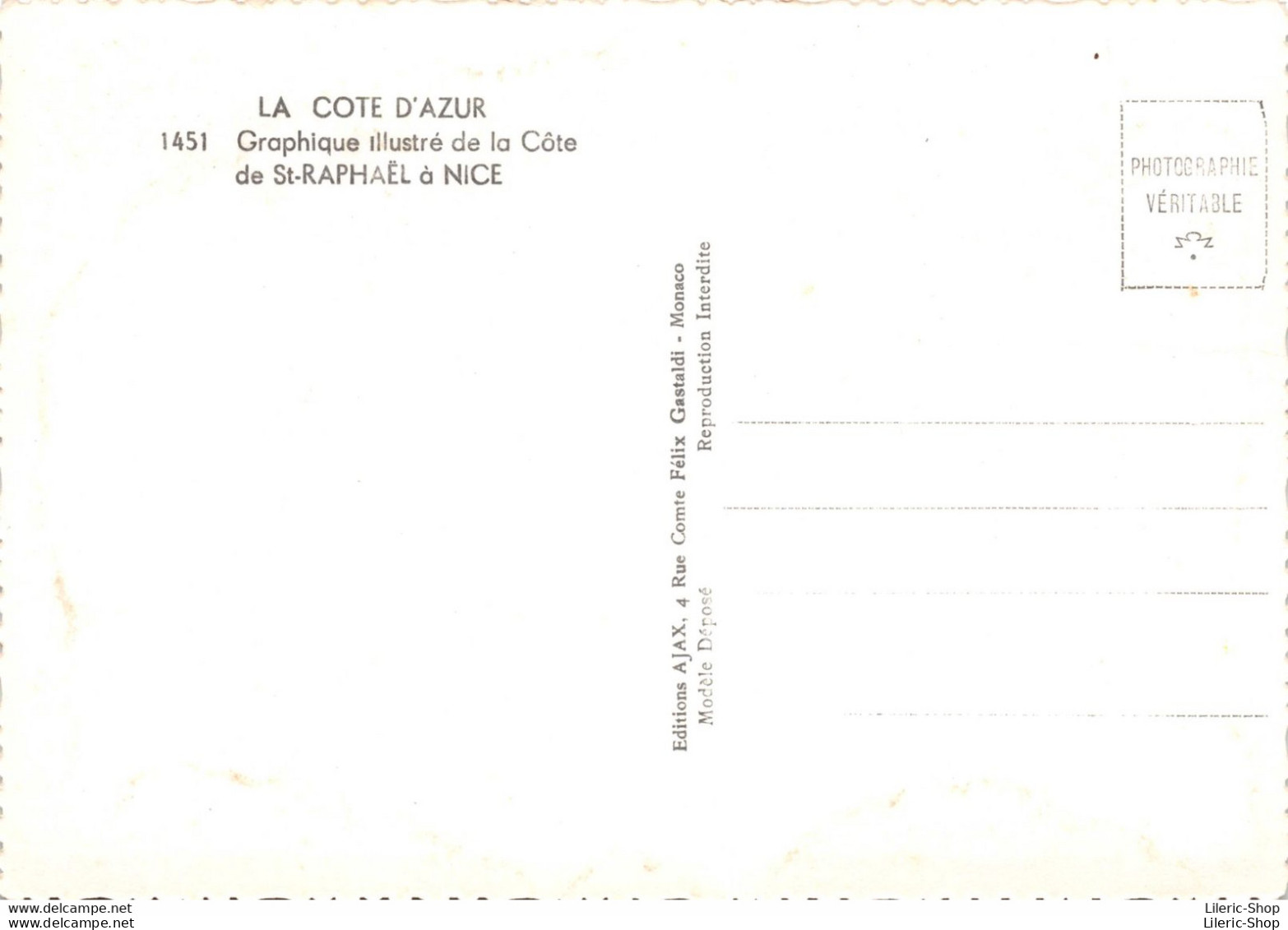 LA COTE D'AZUR , Graphique Illustré De La Côte De St RAPHAEL à NICE- CPSM GF ± 1960 - AJAX ♥♥♥ - Provence-Alpes-Côte D'Azur
