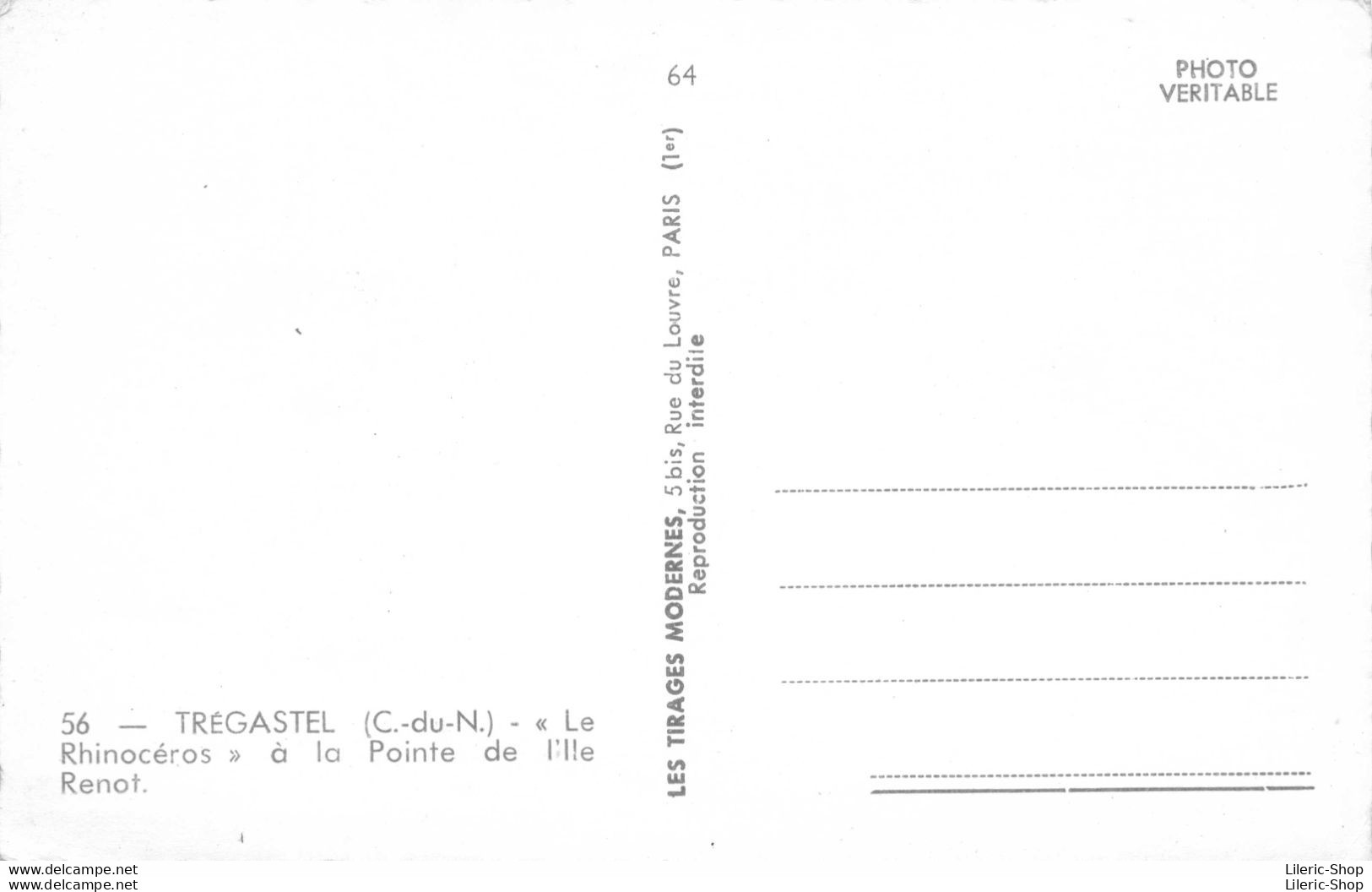 [22] TREGASTEL -   « Le Rhinoceros » à La Pointe De L'ile RENOT Cpsm ± 1950 ♥♥♥ - Trégastel