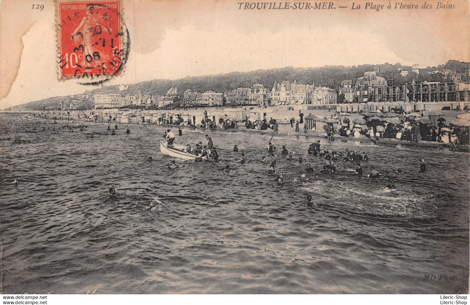 [14]  Trouville - La Plage à L'heure Des Bains Cpa 1908 ♣♣♣ - Trouville