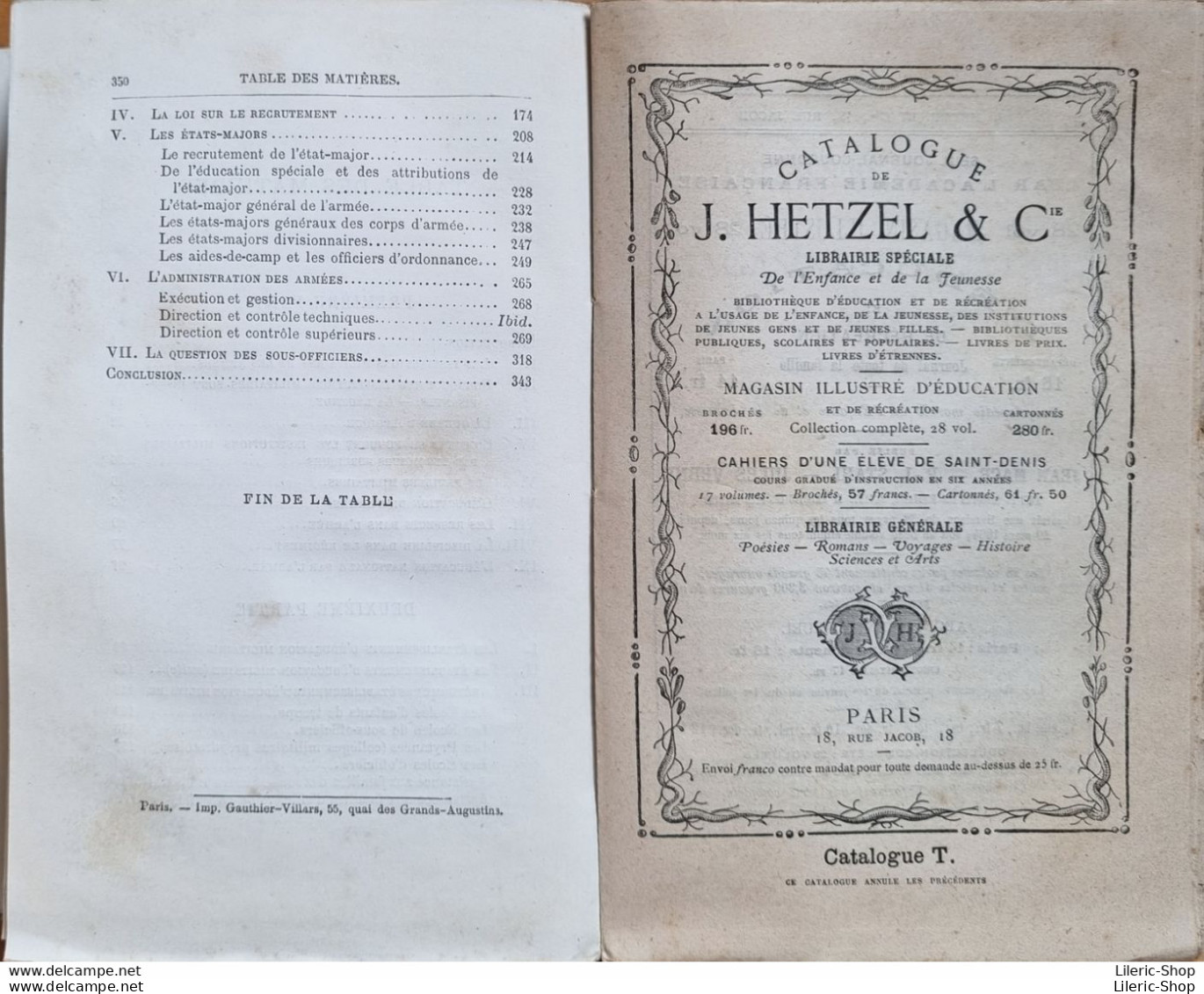 LIVRE MILITARIA  - J. HETZEL & Cie ÉDITEURS - L'ARMÉE FRANÇAISE EN 1879  Par Un Officier En Retraite - 4ème  Édition - 1801-1900