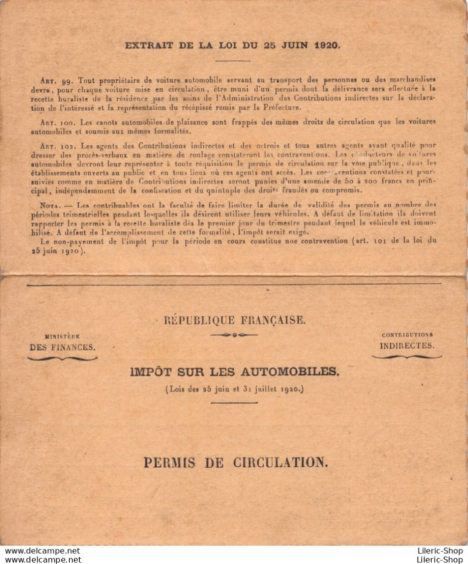 Permis De Circulation 1925, Impôt Sur Les Automobiles - REÇU Camionnette BERLIET - Levallois-Perret - Préf. De Paris - Historical Documents