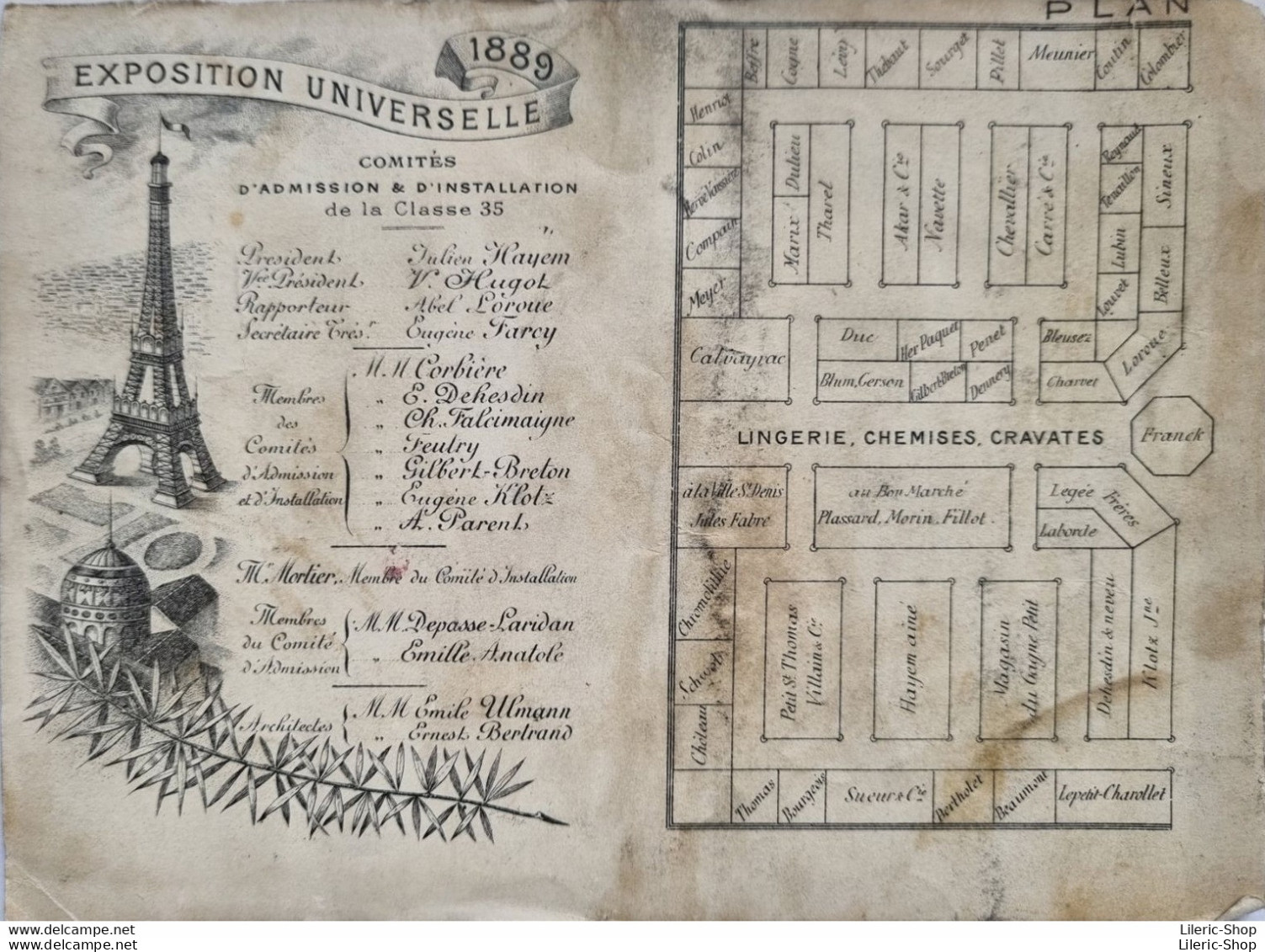 PARIS - Souvenir de l'Exposition Universelle de 1889 - offert par les exposants de la classe 35 - Fascicule en accordéon