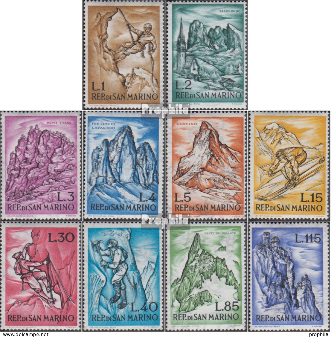 San Marino 729-738 (kompl.Ausg.) Postfrisch 1962 Alpinismus - Unused Stamps