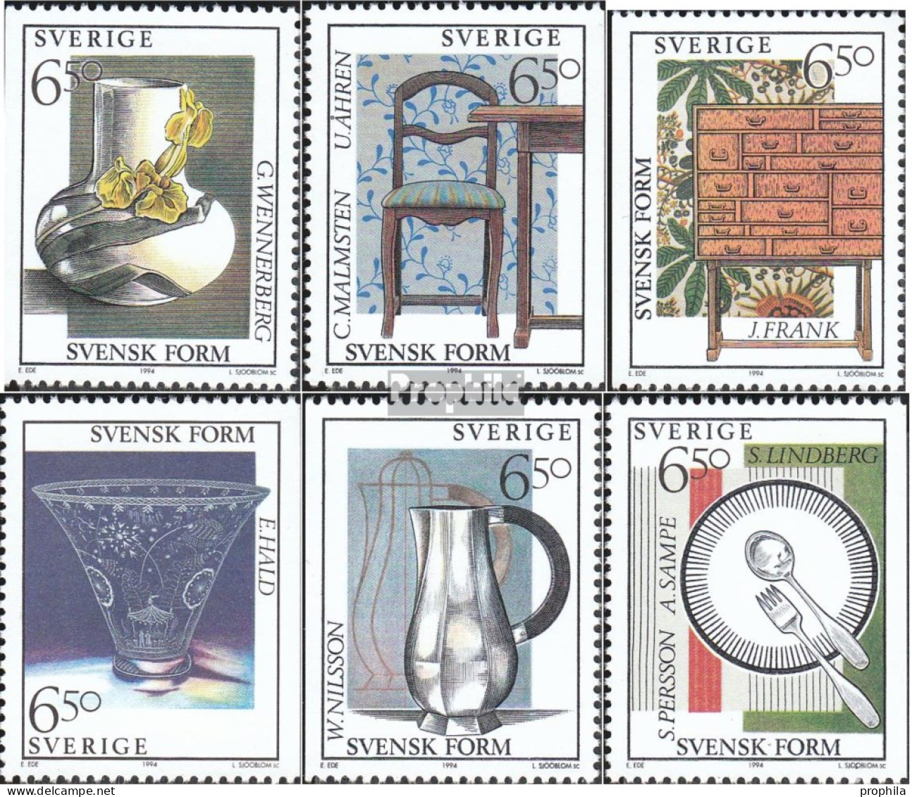 Schweden 1828-1833 (kompl.Ausg.) Postfrisch 1994 Schwedisches Design - Nuovi