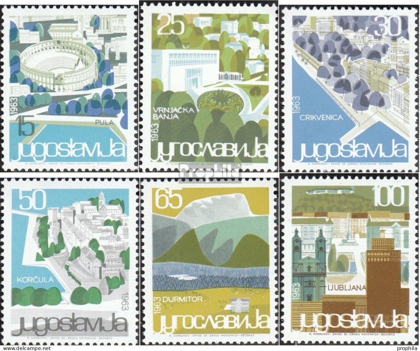 Jugoslawien 1040-1045 (kompl.Ausg.) Postfrisch 1963 Juoslawische Touristenorte - Nuovi