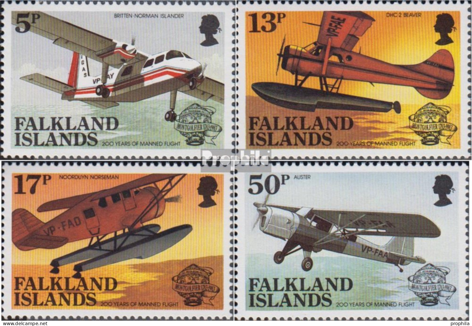 Falklandinseln 386-389 (kompl.Ausg.) Postfrisch 1983 Luftfahrt - Falklandeilanden