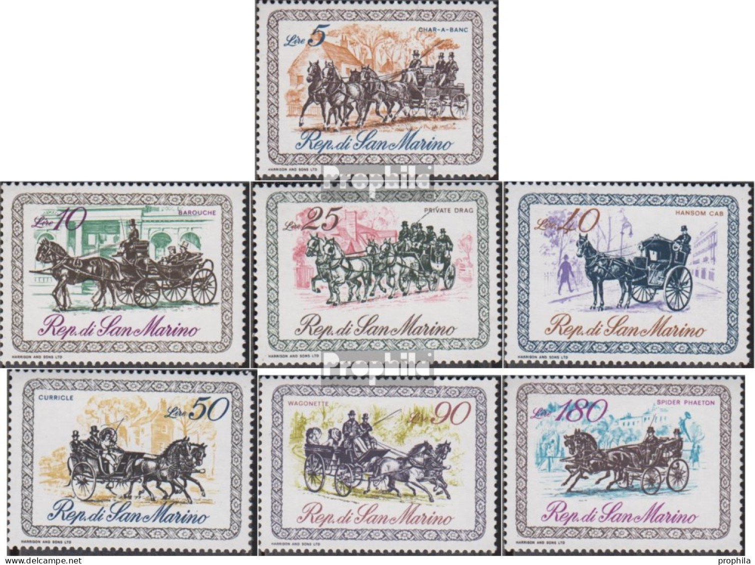 San Marino 929-935 (kompl.Ausg.) Postfrisch 1969 Kutschen - Unused Stamps