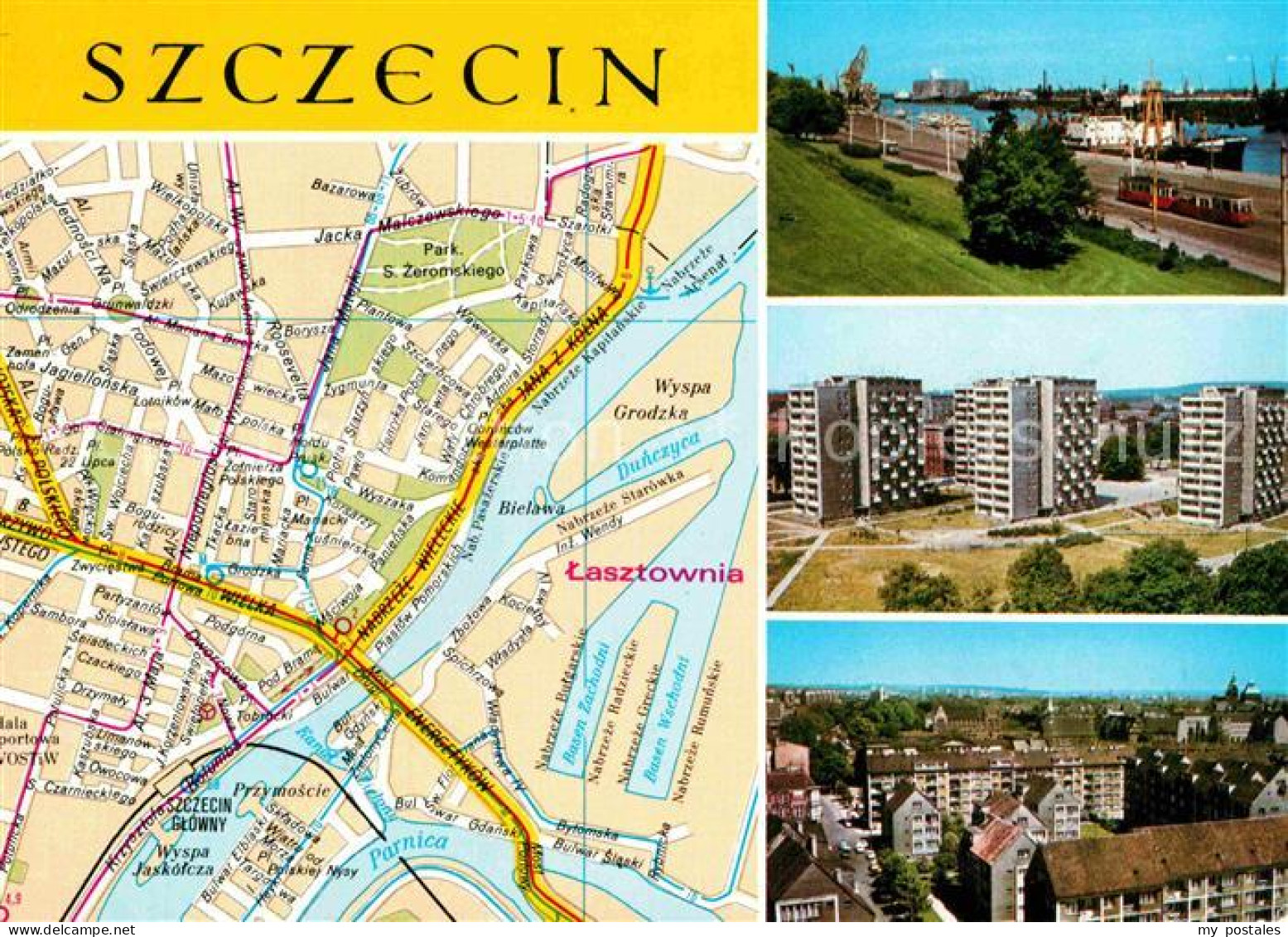 72681788 Szczecin Stettin Stadtplan Hafen Siedlung Hochhaeuser Wohnblocks Stetti - Poland