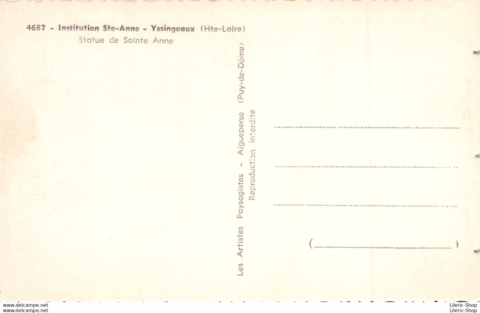 [43] YSSINGEAUX - Institution Sainte-Anne - Statue De Sainte-Anne Cpsm Dentelée ± 1950 ♣♣♣ *** - Yssingeaux