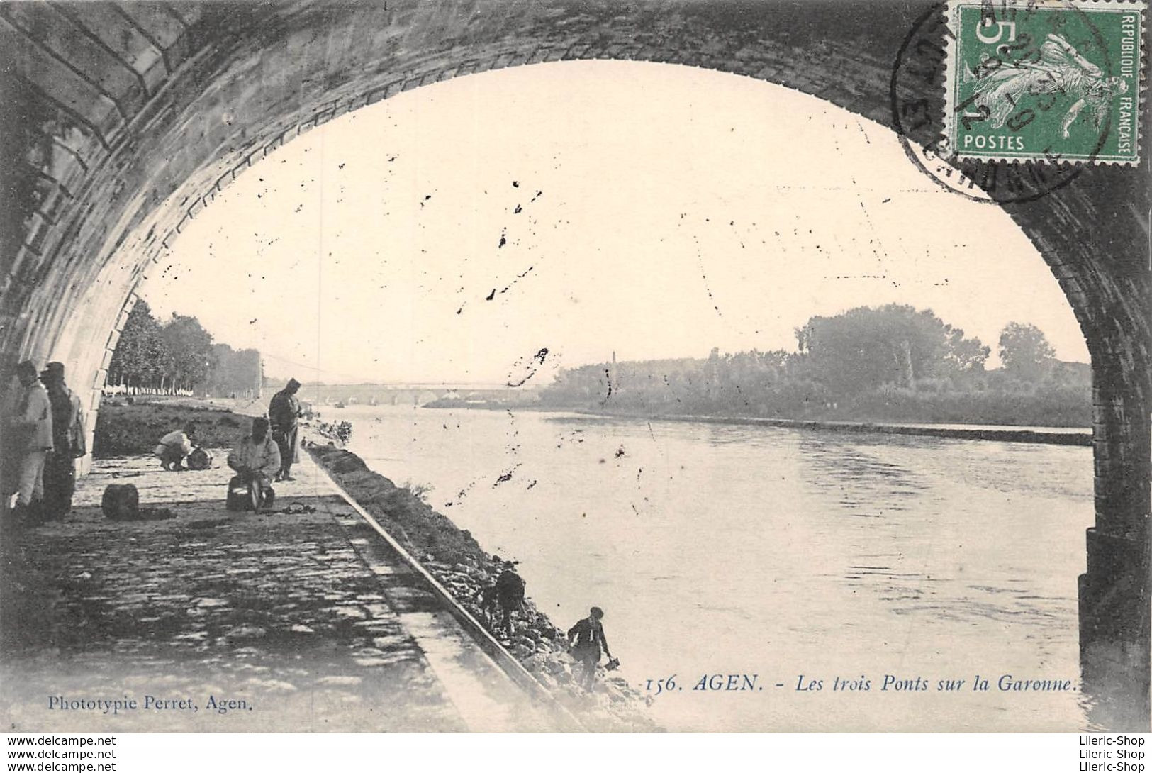 [47] AGEN - LES TROIS PONTS SUR LA GARONNE►PHOTOTYPIE PERRET, AGEN CPA 1912 ♦♦♦ - Agen