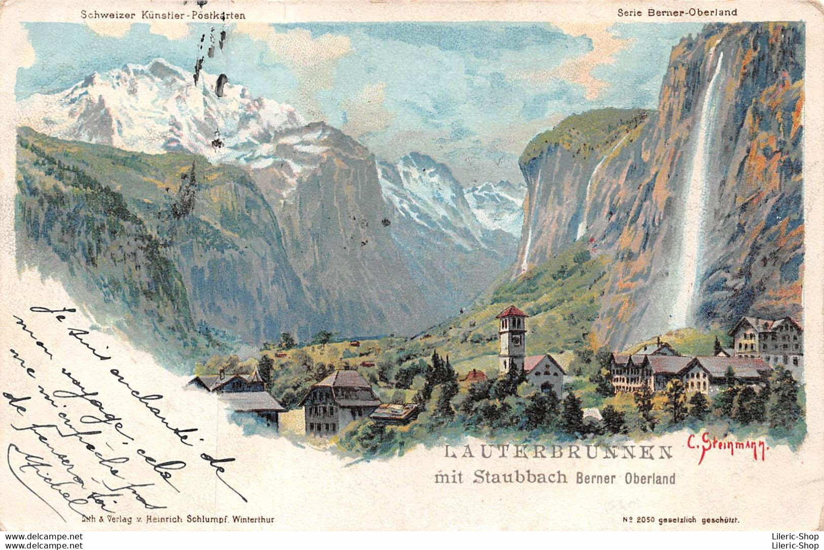 Steinmann-Litho Aus Dem Postkartenverlag Schlumpf Winterthur -LAUTERBRUNNEN  Mit Staubbach Berner Oberland - 1903 ♦♦♦ - Berne